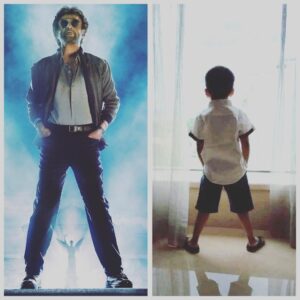 Soundarya Rajinikanth Instagram - Well ... 🤷🏻‍♀️🙌🏻❤️😍 like thatha like grandson !!! #RajinikanthLineage #VedNailsThathaPose #ProudMother