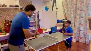 Soundarya Rajinikanth Instagram - The new addiction at home ☺️☺️🏓 my boys in blue 💙💙💙💙💙💙🤗🤗🤗
