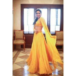 Srinidhi Ramesh Shetty Instagram - 🧡🌼💛
.
.
.
.
.
.
.
.
.
.
.
Styled by - @ashwin_ash1 & @hassankhan_3
Outfit - @mahimamahajanofficial
@perniaspopupshop
Jewellery- @houseofdoro 
Makeup @makeupwithshruthi 
Hair @suganthi.themua 
Photography @camerasenthil