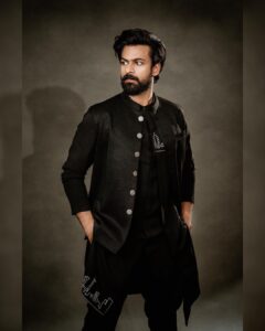 Vaishnav Tej Instagram - 🕶️🧸 Styled by - @ashwin_ash1 & @hassankhan_3
Outfit - @chandrikaraamzofficial
Shoes - @shutiqofficial
Shot by - @adrin_sequeira  Make up - @vamsi_makeupartrist  Hair by - @abhishekkadwe & @_adnan_zz
