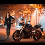 Esha Deol Instagram - Here’s one of my favourite pictures. Wonder why I took so long to post it . Shot by @popmercy during #lockdown & this beauty the #triumph bike was borrowed from my buddy @itszayedkhan ( thank you 🙏🏼) I remember how mercy & I hopped across the street late at night and managed to get these shots 🏍️ #picoftheday #throwback #throwbackthursday #bikelovers #bikelife #eshadeol #gratitude