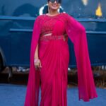 Hari Teja Instagram - I will call it a Mega day❤️ all about last night ..Even Rain couldn’t stop the Storm of mega star… Being a true fan of megastar it’s a dream come true to Host the Pre release event of God father ❤️ Wearing: @justlikethatbyanju Styled by @impriyankasahajananda Photography: @abhinavsagarphotography Jewellery: @kushalsfashionjewellery ❤️