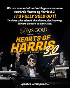 Harris Jayaraj Instagram - Thank you all for your support. We apologise for any inconvenience caused. Further updates COMING SOON for HEARTS OF HARRIS 3.0💥

We are aware of all your comments, messages and DM’s across all social media platforms. We will do our best to provide the best experience to all fans out there!
