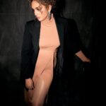 Huma Qureshi Instagram - Waiting for Godot …. Dress: @h.ours Blazer: @massimodutti Jewellery: @houseofshikha Styled by: @dhruvadityadave Make up by: @ajayvrao721 Hair by: @susanemmanuelhairstylist Shot by: @leroifoto