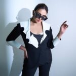Huma Qureshi Instagram - ‘A lioness cannot change her spots’ 🦁- Anon Outfit @rsr_ritirahulshah Earrings @thealchemystudio_in Shoes @trufflecollectionindia styled by @dhruvadityadave Hair @rakshandairanimakeupandhair Make up @ajayvrao721 Assisted by @anjalibiyani_ Shot by @gohil_jeet Glasses @off____white