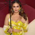 Huma Qureshi Instagram - Baarish 🌧️ Shall #Tarla ji make some pakodas today ?? Or pose with her umbrella?? #genuinekoshen Styled by : @sanamratansi Assisted by : @nirikshapoojary_ @ankitha_chauhan @sr_styleco Coords set - @themissyco Earrings - @azotiique Rings : @misho_designs Photographer : @ayushguptaphoto @avdhut__l Hair : @rakshandairanimakeupandhair Make up : @ajayvrao721 Nails : @itssoezi