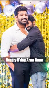 Mahendran Instagram - The most ❤️ heartfelt wishes to my incredible BROTHER ! You mean so much to me 🙈 I wish u all the happiness in the world 🧿! Thank u for being such a wonderful brother and great friend💕 I appreciate all the kind things u have done for me over the years and I value the time we spend together🤗… you are truly are one of a kind brother! I hope u have a special day filled with everything that u have been hoping for 🤞. Love u endlessly na ❤️🥹

Once again Happy darling @arunvijayno1 na 😘🥳❤️

Editor Charan 👌
Team @tamadamedia 🙌🏻