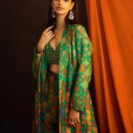 Meenakshi Chaudhary Instagram - 🍀🥑🌳🐢 . . . Shot by - @akshay.rao.visuals Styled by - @riechamallick Outfit by - @saundhindia Jewellery by - @karnikajewelshyd Hmua - @makeuphairbyrahul