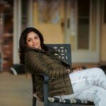 Nadhiya Instagram - Chilling😉 during a shoot in another time zone🧣❄️ Courtesy: @3rdeyestudiocm