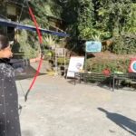 Nadhiya Instagram - Trying my luck with archery 🏹 in between shots as my director @ramesharchi of LGM captures the moment😀 #archery #targetpractice #timepass #newskills #challenge