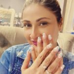 Urvashi Dholakia Instagram - Welcoming the much awaited MUMBAI MONSOONS ☔️ WITH THIS AWESOME NAIL ART BY @umikasnailsandmore 😍😍😍😍😍😍 : : Thank u @umikapv : #urvashidholakia #nails #extensions #nailart #cloud #skyblue #lovingit #😍