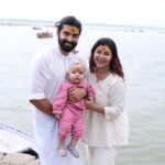 Debina Bonnerjee Instagram - At the spiritual heart of India (Varanasi) where we did baby Divisha’s mundan ceremony ✨🩷 (Missed my pinu) 🥹 हर हर महादेव 🙏🏻🕉️. @divishaadiva . . #us #family #blessed #gangariver #love #varanasi Dashashwamedh Ghat