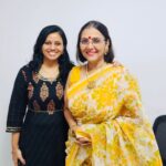 Fathima Babu Instagram – All smiles with Ms Subhashini and moonga Kota saree
