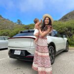 Freida Pinto Instagram – Let’s title this one trying to take a photo with your baby — they don’t sit still. 

Thank you @kiausa for letting us try out your fabulous EV6 over Monterey Car Week! Carmel by the Sea