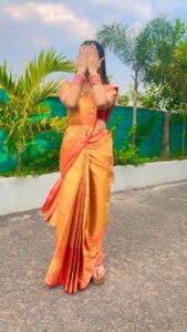 Hamida Khatoon Instagram - Requested reel 
Finally did it ❤️

Saree designer :- @sj_trends_and_fashion__ 

Blouse designer :- @bytarunisrigiri 

Necklace :- @navkar_boutique 

#hamida 
#hamidakhatoon 
#telugu 
#réel 
#reelitfeelit 
#trendingreels 
#viral