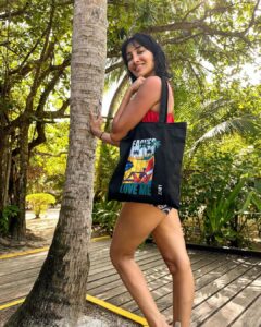 Nalini Negi Instagram - Love how versatile the bag is. You can use it for the beach, but it would also make a great shopping or grocery bag. It's definitely a must-have for summer!

That tote bag is perfect for beach days held by actor/influencer @nalininegi 

#zabyzain #beachesloveme #totebag #sustainablefashion