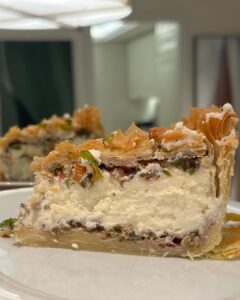 Parvathy Omanakuttan Instagram - Ending my Monday night on a perfectly tangy and not too sweet “cheesecakey” note … Mmmmmmm 😋 
Aside from the painful wait to let the cheesecake set completely (24hrs😅); The lemon juice and zest in the cheesecake perfectly balances the sweetness, the nuts add the body and crunch, the filo pastry did turn out to be less crisp compared to what I had imagined but in all reality with the cheesecake filling on the inside and sugar syrup on the outside it was expected to happen. *Do I love the taste of it? - OH YESSSS; *Will I make it again? - I will surely make the classic version without the filo pastry. But I am glad I tried 😊 @the.chefs.world 
#pastry #sweettooth #foodie #kitchen #cheesecake #chef #amature #eggless #nuts #baklava #homebaker #love #cheflife #instagram #foodporn #food #instagood #dessert #homemade #baking #foodnetwork #foodnetworkkitchen #passion #global #foodgasm #foodtv #ironchef #vegetarian #yummy #dolci