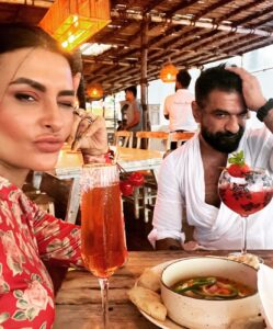 Pavitra Punia Instagram - It was a trip much needed ❤️
Let me elaborate the trip now 👇🏻

~Clicks no1 -i need tea ☕️, the first thing in morning so here we are having some chai time gupshup.Khansaab busy doing his work on📱phone.

~Click no2 - this one is from 🍱 breakfast @redthreadgoa . Where I wanted my #nomakeup picture and khansaab gave me some cool photography tips. 

~Click no3 - so this is what i could learn about “how to frame” technicalities from khansaab and I clicked and certainly couldn’t be a topper at learning the new skill 📸.PS - still a better click baby @eijazkhan 🥰

~Click no4 - this is the view and the feel that I was dying to gather #peace #rains #sea #breeze #love #us 

~Click no5 - certainly I couldn’t control eating 🍽️ whatever food 🍱I can and me bloated #hotairballoon🙆🏻‍♀️and khansaab looking 👀 chiseled as always “hah 😍”It was🏝️beach house 🏡 @redthreadgoa with in room plunge pool 🏊 with non stop pouring🌧️as you can see in the picture.I did not dare to take the dip in pool but khansaab did🏊‍♀️ 
Oh ya my new @gucci 🧣 scarf tuned into a sarong😎

~Click no6 - it’s a continuation picture of “what happened at the pool”. Before these clicks we were struggling to capture📸us non stop for 15 min and we failed due to the lovely weather. There comes an idea💡of “ call📞 someone from the reception”to click few memories 📝 of us🫶🏻

~Click no7 - been there done that but what haha a lot of baatein , yaadein, khana🍛🥘aur peena 🥂#thalassamorjim #thalassagoa 
A lot of laughter🤭and what a lovely weather. 

~Click no8 - we were roaming at #morjimbeach,clicking soooooo many pictures and making videos and running🏃and walking.It was going great 🥰 until our fans dropped by 🤝 and it turned out to be “hello sir , hello ma’am, hello eijaz bhai, hello hello hello 🧿 touchwood. 
Oh forget to mention… on the beach 🏝️ I was trying to gather 🐚 shells.

~Click no9 - breakfast 🥞 🍳 🧇 at @redthreadgoa on the arrival #dayone in goa. A little formal picture though 🤫 we act normal sometimes otherwise you know #crazy is our nickname 🤣

~Click no10 - 🧿🧿🧿🧿🧿🫶🏻🫶🏻🫶🏻🫶🏻❤️❤️❤️❤️🥰🥰🥰🥂🥂🥂🥂🥂
#eijazkhan #pavitrapunia #pavitraapuniya