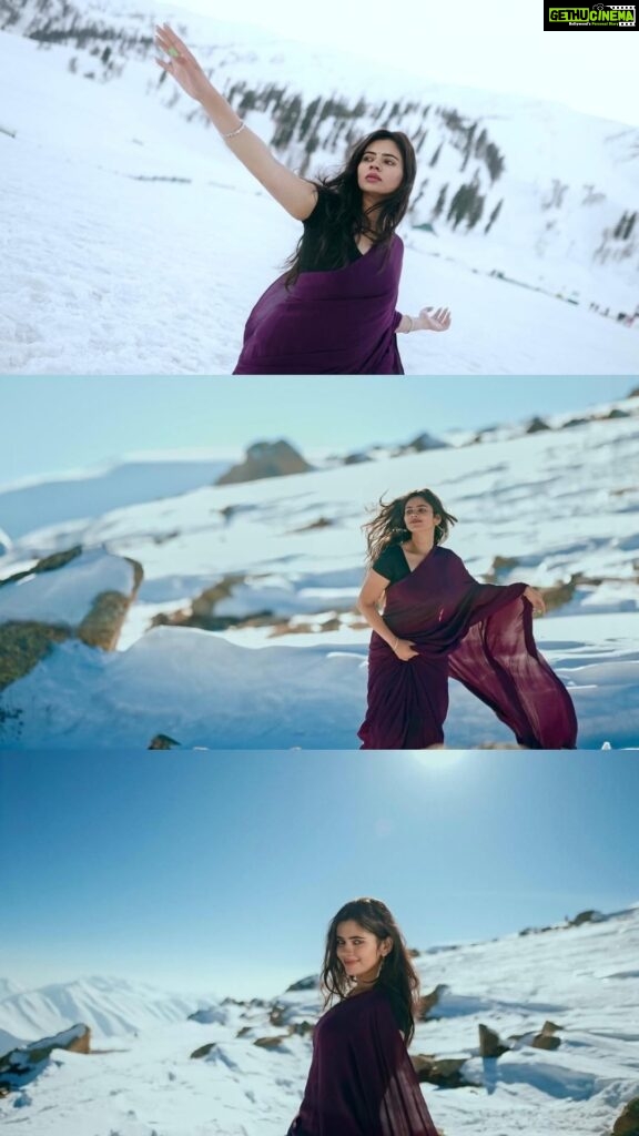 Soundariya Nanjundan Instagram - A surreal moment frozen in time, adorned in a snow-kissed saree." . Bringing the magic of 'Vaan varuvaan' to life in a snow-covered wonderland." #maniratnam @aditiraohydari @arrahman 🎥- @kavinilavan_filmmaker ✂️- @nidhin_prem Styling- @soundariya_nanjundan ❄️ ❄️ ❄️ ❄️ ❄️ #soundariyananjundan #kashmir #gulmarg #saree #instagram #reels #reelsinstagram #trending #india #destination #snow #winter #nature #mountains #photography #travel #mountain #love #naturephotography #winterwonderland #cold #snowday #instagood #adventure #travelphotography #ice #picoftheday #beautiful #sky Kashmir