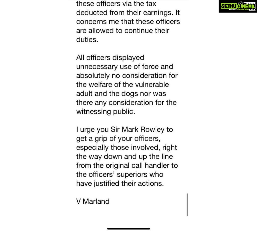 Vedhika Instagram - Swipe to read 👉One month back on the 7th of May two Innocent dogs were brutally executed by 9 merciless officers of @metpolice_uk for no reason. This letter from Ms Vikki Marland to Mr Mark Rowley Commissioner of Police of the Metropolis speaks for all the people worldwide who are left traumatised questioning the horrific events of the day with regards to Louie Turnbull and his two harmless and well behaved dogs. Kindly read and share. 🙏#JusticeforMarshallandMillions @policeconduct @AnimalRising @MercyForAnimals @rspca_official