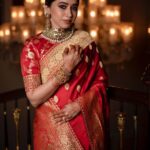 Aarthi Instagram - There is a goddess within each of us. Only a red saree can ascertain that. . . . . . . . . . . #weddingseason #glamitup #blingiton #sareelove #indianfashion #bigfatindianweddings #familytime #glamtribe 🥻 @sabyasachiofficial 💎 @amrapalijewels @mangatrai36jubileehills 💄 @leiyamua @dolma.tamang 📸 @kiransaphotography 🧍🏻‍♀️ @anitha.cookie @nasima28
