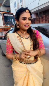 Farina Azad Instagram - Saree @srisaicollections9 
Jewellery @new_ideas_fashions 
Blouse @laavi_me