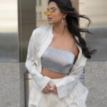 Harnaaz Kaur Sandhu Instagram - ☀️ @missuniverse Styled by @meemmap Silver Top and shirt @hm White Pants @ramybrook Bag @houseofwant Earrings @bonheur_jewelry Rings @designerdreamcollection Sunglasses @priverevaux Manhattan, New York