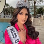 Harnaaz Kaur Sandhu Instagram - First Interview day as Miss Universe 2021✨🙏🏻❤️Grateful Makeup by - @andresfelipeofficial @mubacosmetics Hair by- @bryannbonilla @missuniverse @missdivaorg בית מלון ים סוף - Yam Suf Hotel