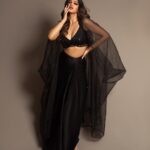 Harnaaz Kaur Sandhu Instagram - All my focus is on the good🖤⚡️ Captured by @navindhyaniphoto Mua @mitavaswani Hair @rasilaravariamua Stylist @castelino_priyanka Styling team @labelblive Outfit @bydivyaaggarwal Accessories @anshgemsofficial
