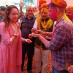 Hema Malini Instagram - With much enthusiasm I celebrated Holi with the District officials and people of Mathura-Vrindavan. #celebration #holi #happyholi #mathura #vrindavan #holicelebration2023