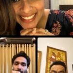 Keerthi shanthanu Instagram - a fun chat session wth the super cool @r_sarath_kumar sir and charming @amitash12 #Paramporul team