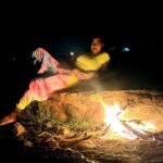 Lahari Shari Instagram - Feeling the warmth of the crackling flames and the thrill of adventure at Gandikota camping tents! 🔥🏕️ Let the good times roll! 😎 🔥✨ #BonfireNights #AdventureAwaits #CampingUnderTheStars #BonfireVibes #CampfireChills