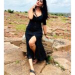 Lahari Shari Instagram - Conquering new heights and unleashing my inner strength. Standing tall and slaying every challenge that comes my way. ✨🖤💃 #Fearless #Powerful #Unstoppable #PosingLikeAPro #StandingTall #RockingThePose #RockOn Designer and Stylist : @adamohyd Gandikota Adventure Trip