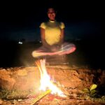 Lahari Shari Instagram - Feeling the warmth of the crackling flames and the thrill of adventure at Gandikota camping tents! 🔥🏕️ Let the good times roll! 😎 🔥✨ #BonfireNights #AdventureAwaits #CampingUnderTheStars #BonfireVibes #CampfireChills