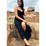 Lahari Shari Instagram - Conquering new heights and unleashing my inner strength. Standing tall and slaying every challenge that comes my way. ✨🖤💃 #Fearless #Powerful #Unstoppable #PosingLikeAPro #StandingTall #RockingThePose #RockOn Designer and Stylist : @adamohyd Gandikota Adventure Trip