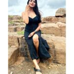 Lahari Shari Instagram - Conquering new heights and unleashing my inner strength. Standing tall and slaying every challenge that comes my way. ✨🖤💃 #Fearless #Powerful #Unstoppable #PosingLikeAPro #StandingTall #RockingThePose #RockOn Designer and Stylist : @adamohyd Gandikota Adventure Trip