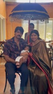 Naveen Chandra Instagram - On the arrival of our little one! May our love continue to grow stronger with each passing day as we embark on this new journey together as a family." 3 years of togetherness.  Happy anniversary ❤️ . TO MY WIFEY Orma ❤️. Love you ❤️ 
Thank you @isha.foundation for this divine overwhelming gesture 🙏🏻