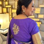 Poornima Bhagyaraj Instagram - Love this MS blue saree. Thanks @suhasinihasan and @suresh.chakravarthy for these photos. Love the special jewellery from @rimliboutique and blouse from @poornimas_store