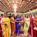 Poornima Bhagyaraj Instagram - At the wedding of our dear friend @sumalathaamarnath son’s wedding in Bangalore.. lovely catching up with our dear friends @radikaasarathkumar @suhasinihasan @simply.nadiya @lissylakshmi @simply.nadiya @sethuppathy @meenasagar16 @mucherla.aruna . Also lovely meeting our very favourite kannadathin painkili Saroja Devi amma