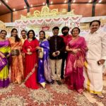Poornima Bhagyaraj Instagram - At the wedding of our dear friend @sumalathaamarnath son’s wedding in Bangalore.. lovely catching up with our dear friends @radikaasarathkumar @suhasinihasan @simply.nadiya @lissylakshmi @simply.nadiya @sethuppathy @meenasagar16 @mucherla.aruna . Also lovely meeting our very favourite kannadathin painkili Saroja Devi amma