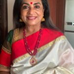 Poornima Bhagyaraj Instagram - Wedding season. Loved dressing up in this totally contrasting blouse and saree.Blouse design and embroidery by @poornimas_store