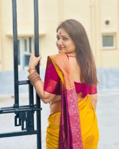 Priyanka Nalkari Instagram - #varalaxmivratham #1sttime #aftermarriage #blessed #positivevibes #traditional #saree #actress #nalkarpriyanka #hyderabad #instagram