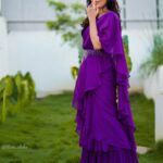 Rashmi Gautam Instagram - Outfit by @varahi_couture P.c @ravi_cross_clickx #rashmigautam #purple #fusionwear #sareefashion #readymadesaree