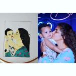 Sameera Sherief Instagram - Tried a human potrait of mom nd son💞 #aariwork work @sameerasherief