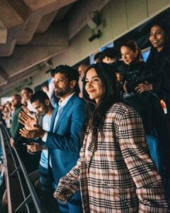 Shibani Dandekar Instagram - There is just nothing like sport! To witness people come together in support of their team is pure magic! The energy in the stadium last night was electric! What an experience and what a game! ManCity you were 🫶🏾 all the best in Istanbul! 

photos by the greatest @sebporter 
Thank you 💙 
@etihad #etihad 
@mancity #mancity 

outfit by my girl @kanikagoyallabel @goyalkanika 🤍
Farhan’s Coat @sshomme 
Shoes @dmodotofficial
