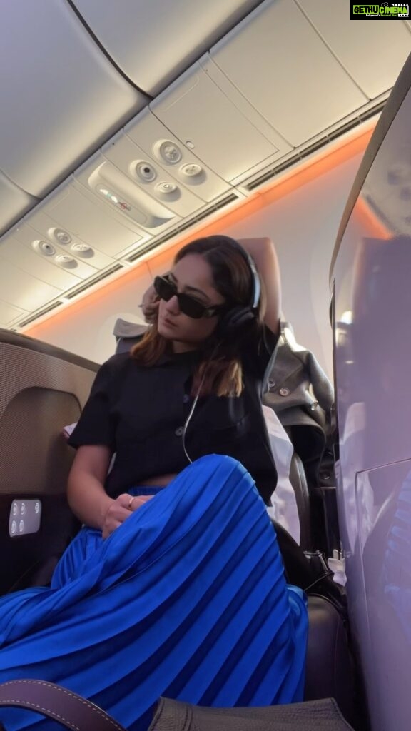 Tridha Choudhury Instagram - Ready for Takeoff… 💜 A new week… a new way to think 💜 #travelwithtridha #preflight #flight_log #flighttime #travelreels #travelcommunity #travelnow #luxurytravel #stretchtherapy #stretchingexercises
