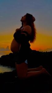 Aashka Goradia Instagram - As the journey through pregnancy reaches its third trimester, a profound connection to life’s essentials deepens. 

The sun’s gentle warmth and the moon’s calming glow seem to mirror the anticipation within. Just as the ocean’s rhythm holds a secret harmony, so does the growing bond with the precious life within. 

In this phase, I’m not just an observer but an intricate part of nature’s dance, united by the miracle of creation.

With the love of my life - @ibrentgoble you have made this journey more beautiful by being your loving self and reminding me each day “everything is beautiful” 
I love you #kyathiaayo 
.
.
.
.
.
.
.
.
.
.
#28weeks #thirdtrimester #pregnant #pregnancy #momtobe #dadtobe #parentstobe #pregnancydiary #pregnantbelly #pregnantbump #babybumplove