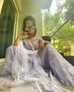 Abhirami Venkatachalam Instagram - Outfit number 2 - Diwali is one reason to purchase our super desi outfits and flaunt it 💜  I was wearing it throughout the day didn’t feel like changing only 😄 thank you for making this so perfect - @annie_tailor_  the cost of the outfit was just lesser than 3k do check out their place .... and this is not paid promotion , I felt like giving a shoutout cos I loved the outfit.... photography- @dugu_vh 🤗  Location- @the_suriya_n house 😋  Styling - self 💋  #diwali #vibes #love #traditional #outfits #friendship #meeting #memories #life #is #short #selflove #abhiramivenkatachalam #ammu #kannama #kannamma #butterfly #chennai #tamilcinema