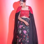 Anupama Gowda Instagram - Addicted to black and some red 😜 Outfit : @kalasthreebytejaswinikranthi Styling : @tejukranthi @khushi_jagadisha Neck piece : Gifted PC: @raghavstudios Bangalore, India