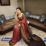 Bhagyashree Instagram - Red, red wine.... . . Stylist - @roshni0819 Outfit - @turajaofficial x @offbeatmediain Hair - @nadeemkhan.hair #sarilove #sari #saree #traditional #indianweaves #weavesofindia #bebeautiful #beyourownkindofbeautiful #indianwear #royalty #classic #jamevar